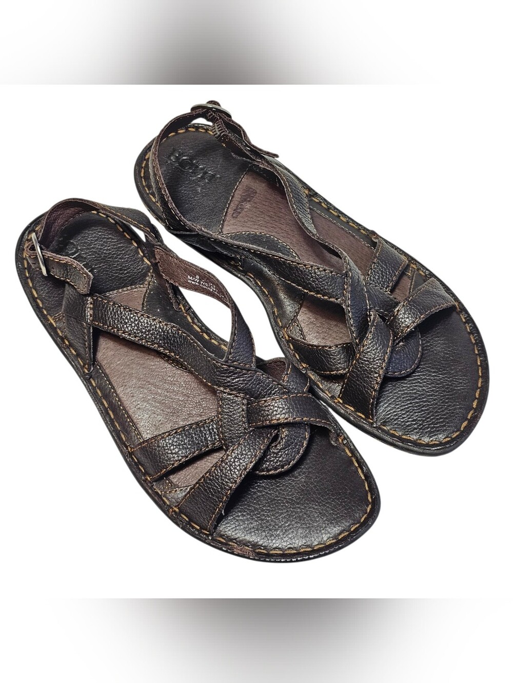 ​Born Womens Leather Strappy Sandals Size 8 Brown Comfort Slingback Shoes